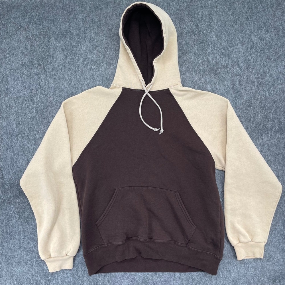 Russell Athletic Dri-Power Hoodie Mens Large Brown Tan Raglan Sweatshirt